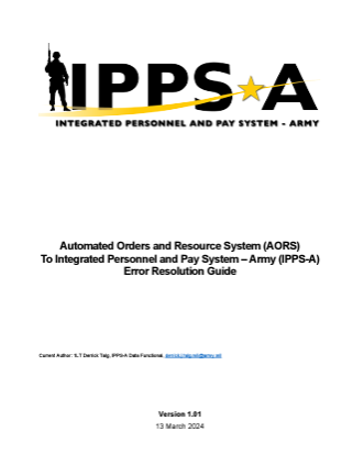 Link to AORS to IPPS-A Error Resolution Guide